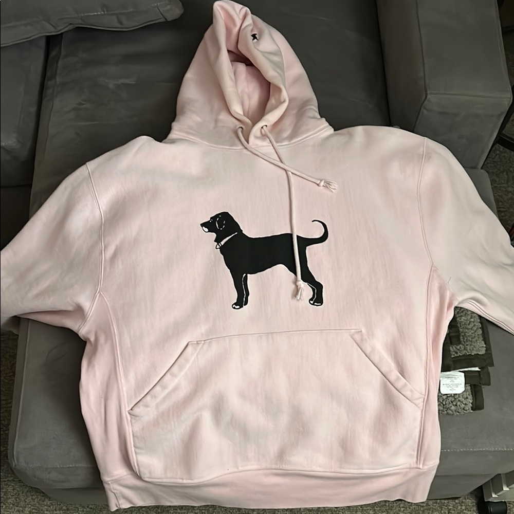 Pink Hoodie with Black Dog Graphic